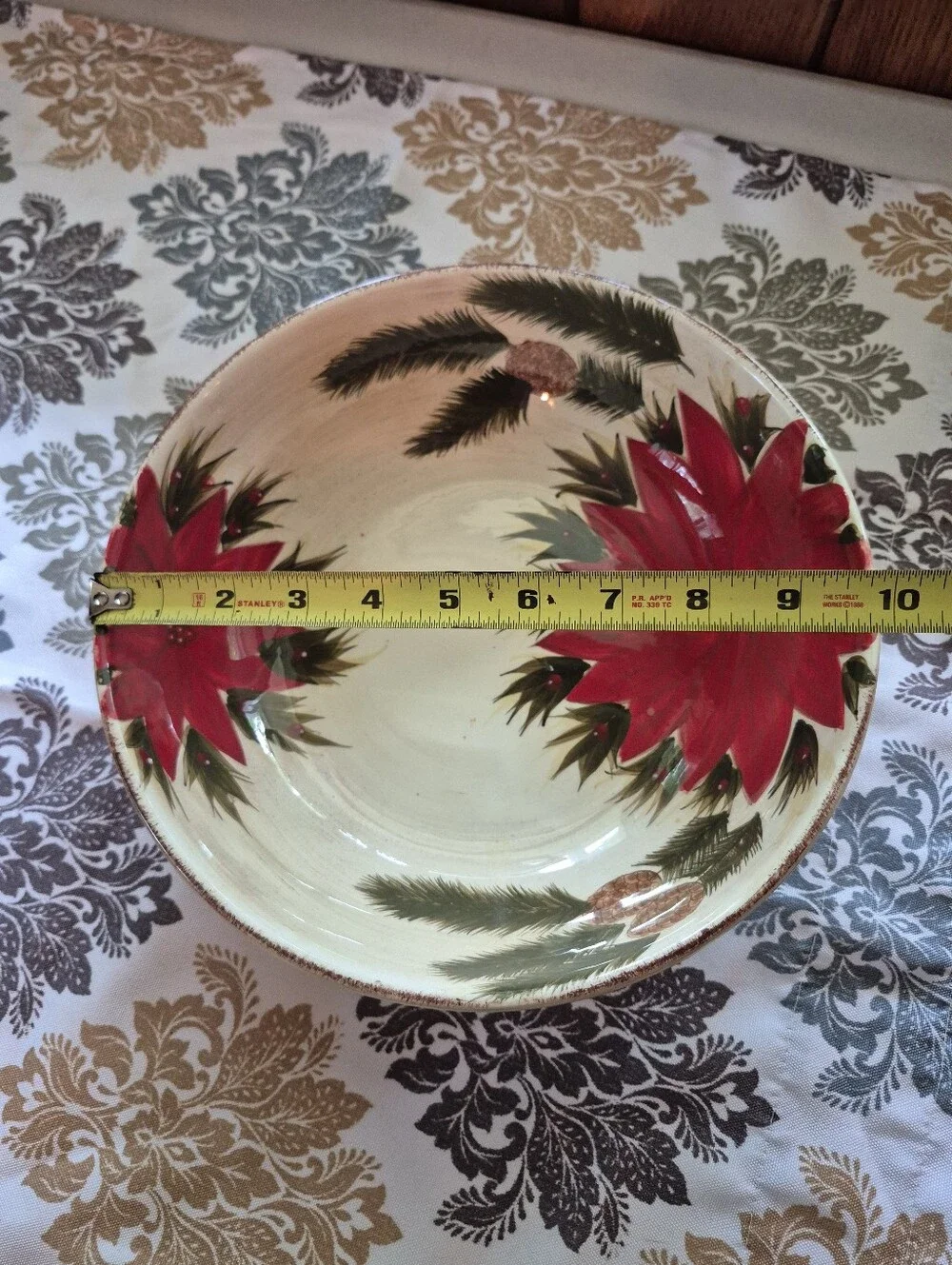 ❤️‍🔥 TODAY'S LIVING POINSETTIA PINE Pinecones Christmas Large Bowl